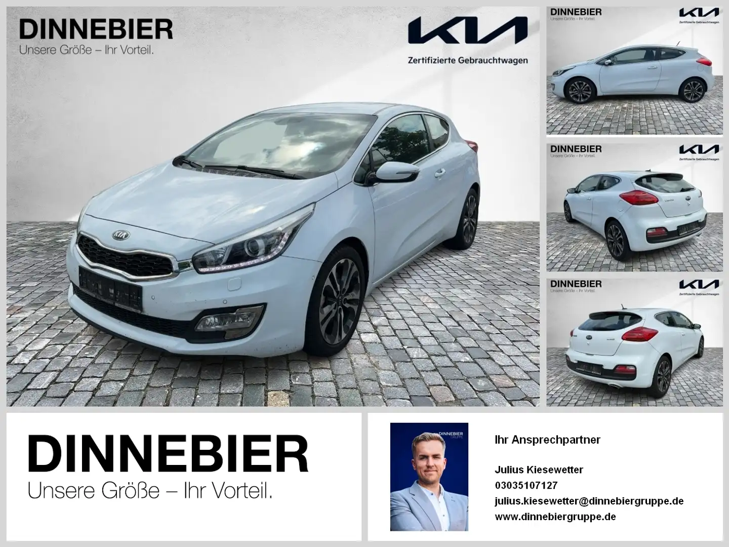 Kia ProCeed / pro_cee'd PROCEED Spirit Navi+Cam+KeyLess+ SHZ V+KlimaAut Weiß - 1