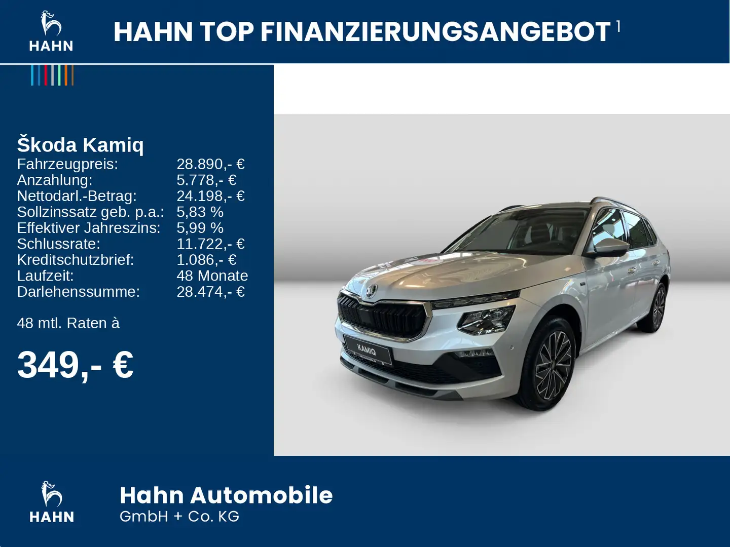 Skoda Kamiq Tour 1.0 TSI DSG LED SHZ PDCv/h FSE Kessy Silber - 2