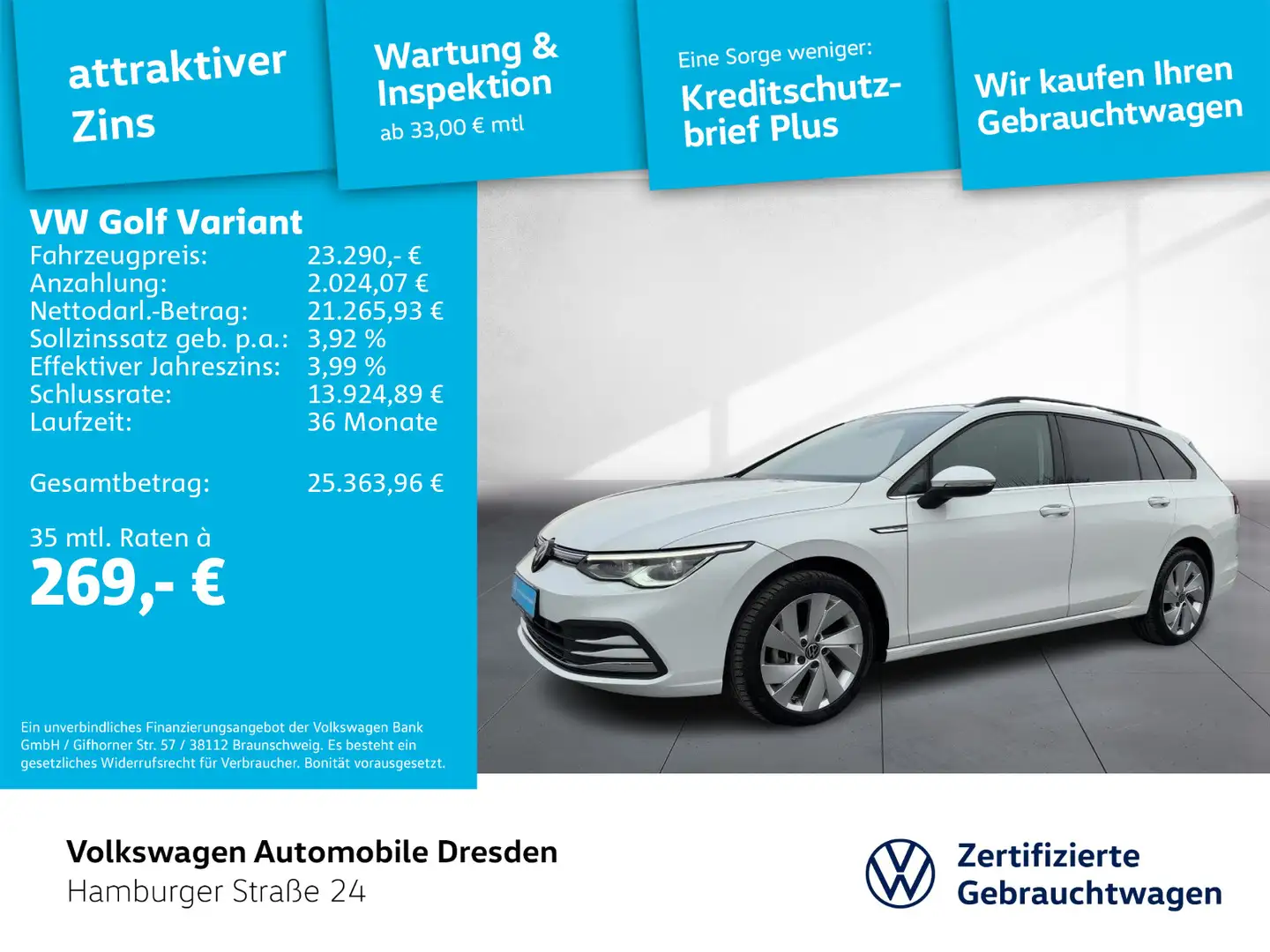 Volkswagen Golf Variant Golf VIII Variant Style 1.5 TSI AHZV APP TRAVEL Weiß - 1