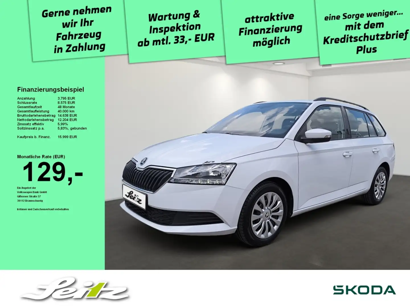 Skoda Fabia Combi 1.0 TSI Ambition *NAVI*PDC*SITZH* Weiß - 1