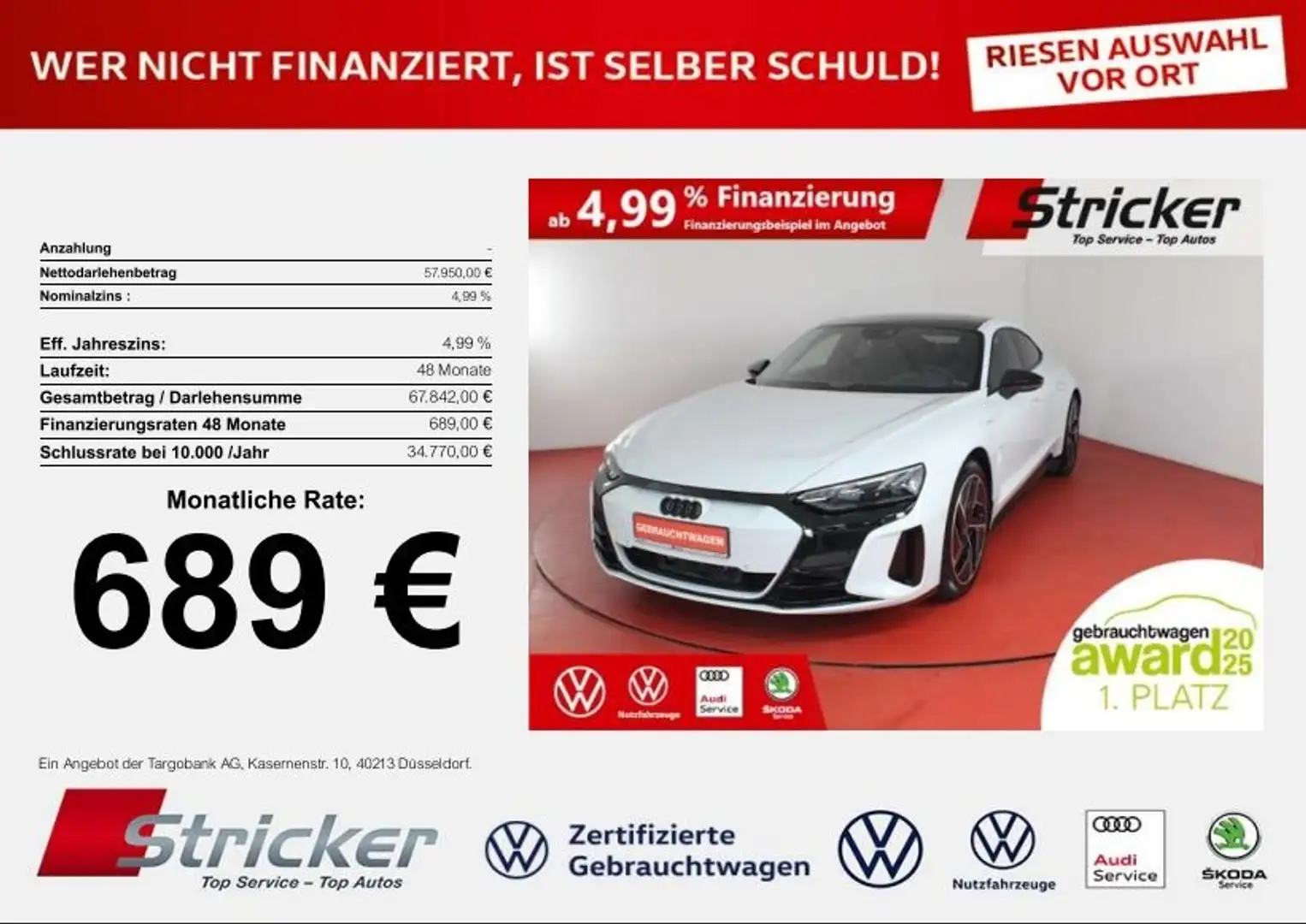 Audi e-tron GT 689,-ohne Anzahlung Pano Sportsitze Gri - 1