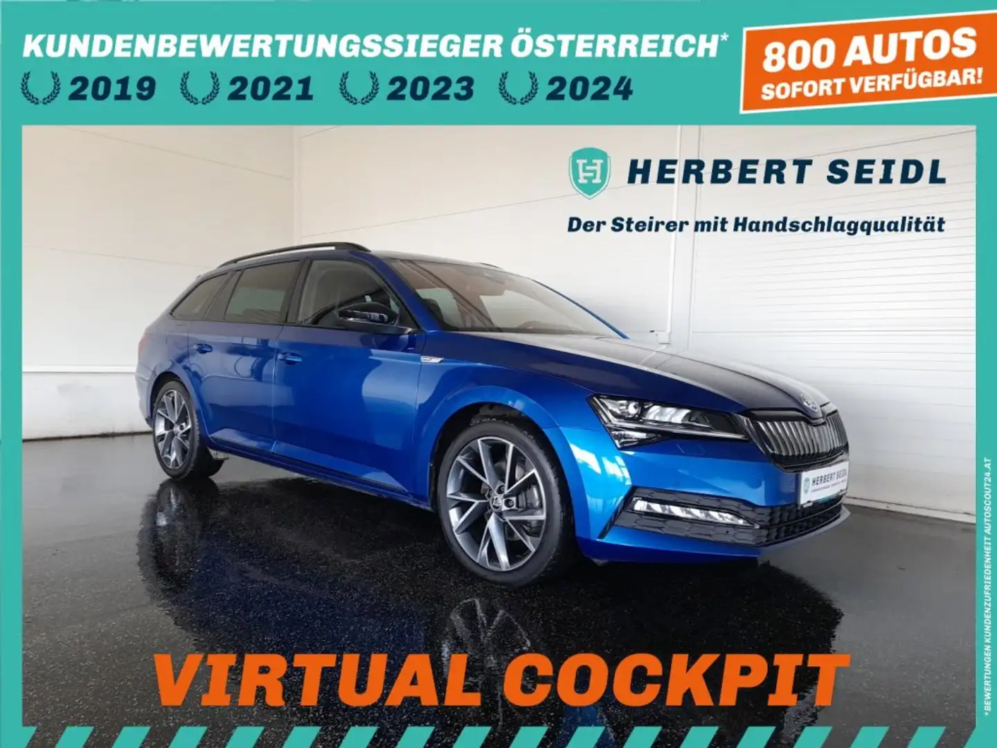 Skoda Superb Kombi SPORTLINE PHEV 156/218 DSG *SKY / STANDHZG / MATRIX-LED / DCC / 19 ZOLL / VIRTUELL / NAVI / ACC / E-KLAPPE* Blau - 1