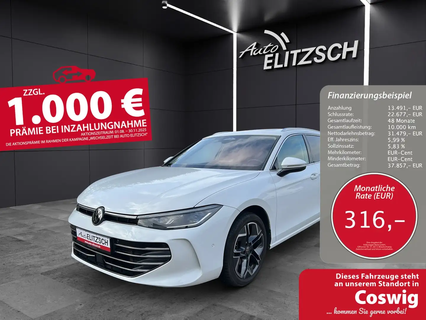 Volkswagen Passat Elegance TDI DSG LED ACC 18" AHK Leder Pano Nav... Weiß - 1