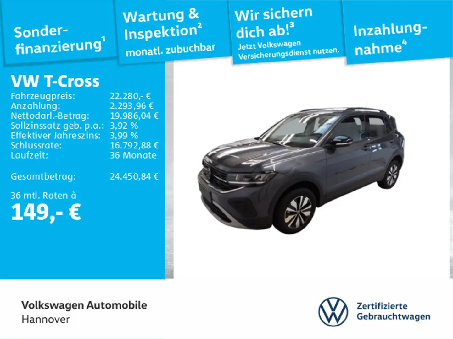 Volkswagen T-Cross 1.0 TSI Goal Navi ACC LED Dig.Cockpit SH Grau - 1