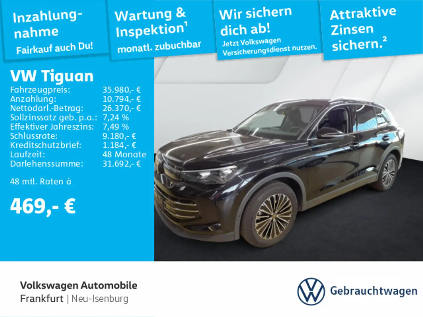 Volkswagen Tiguan 1.5 eTSI DSG Elegance Navi AHK IQ.LIGHT - Schwarz - 1