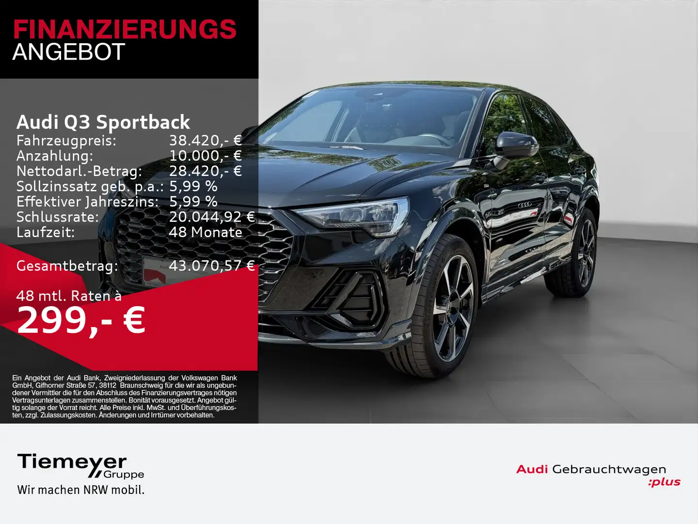 Audi Q3 40 TFSI Q 2x S LINE ROTOR19 PANO OP Schwarz - 1