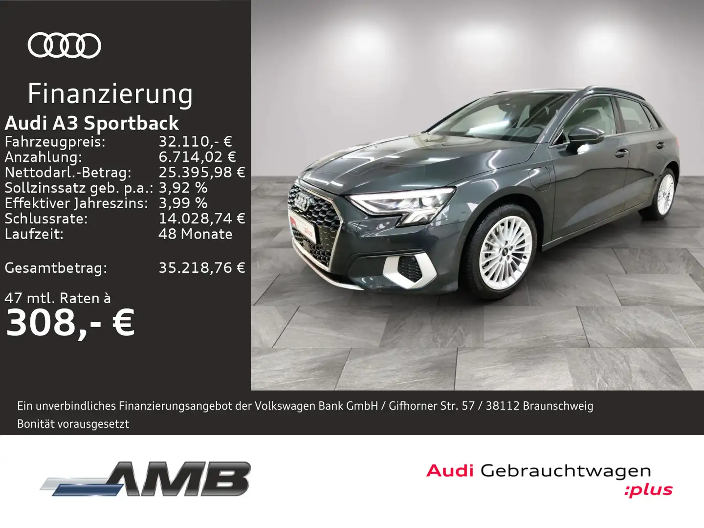 Audi A3 Advanced 40 TFSI e LED/Nav/01.29Gar Grau - 1