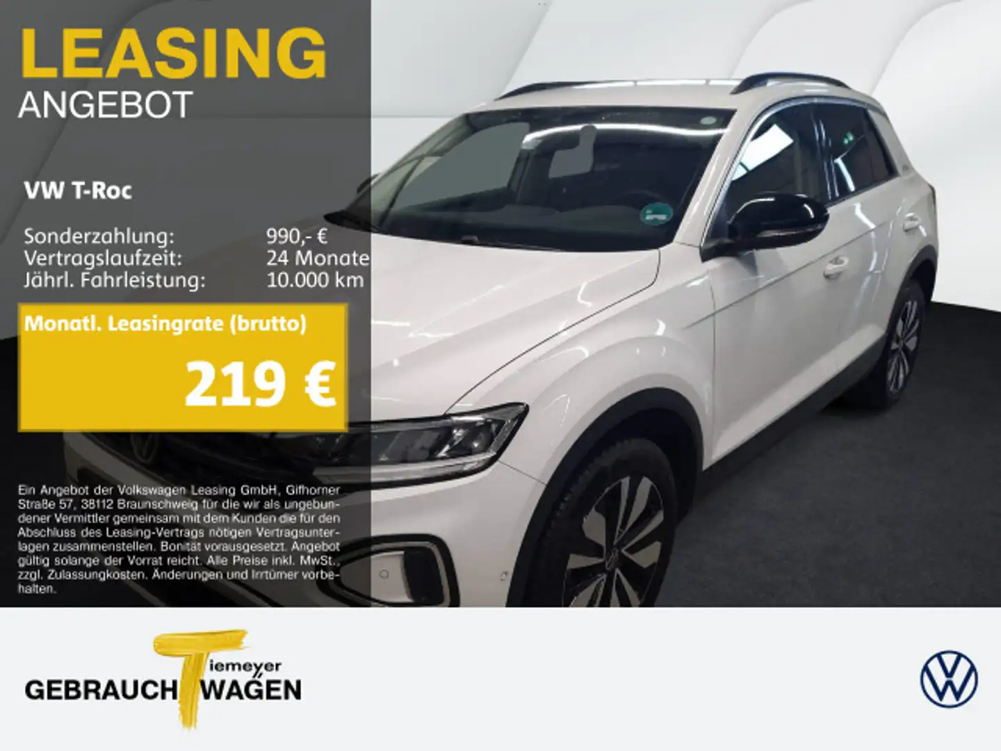 Volkswagen T-Roc 1.0 TSI GOAL NAVI ASSIST APP-CON PRIVACY Weiß - 1