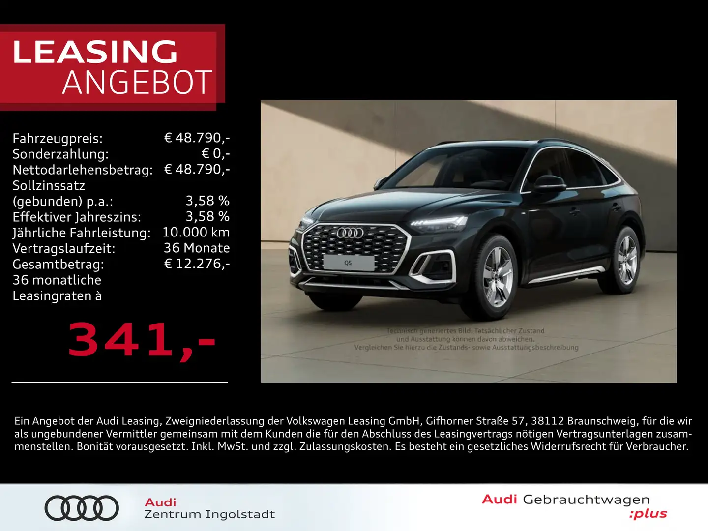 Audi Q5 Sportback 40 TDI qu S line MATRIX Pano AHK Schwarz - 1