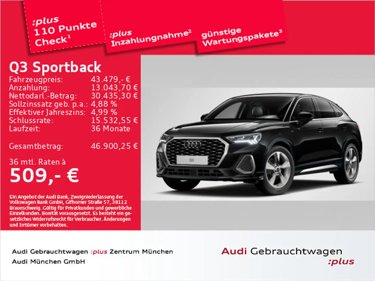 Audi Q3 35 TFSI S tronic 2x S line AHK/Navi Schwarz - 1