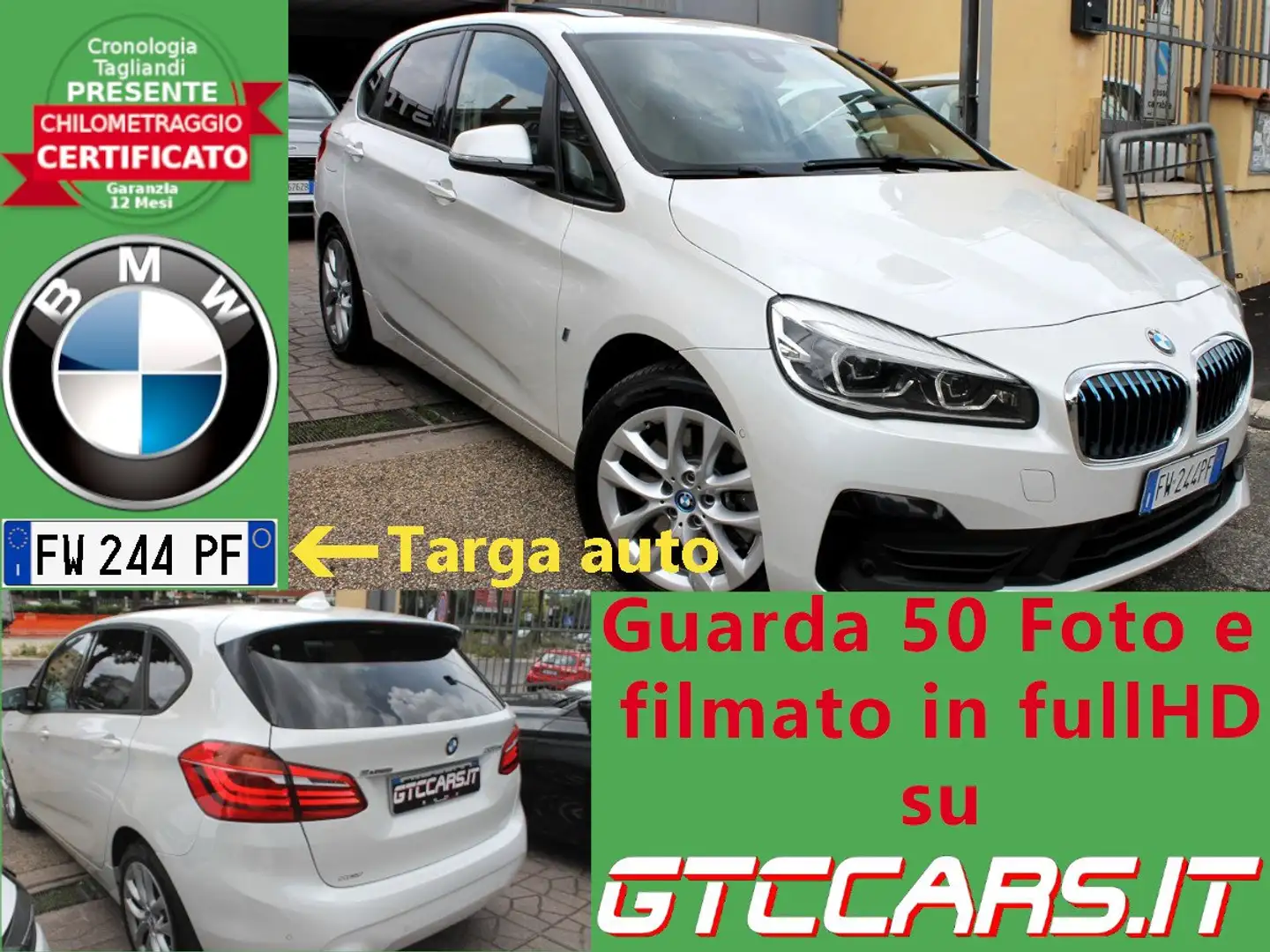 BMW 225 XE FullLED Pelle Tetto NavPro CAM TAGLIANDI BMW Bílá - 1