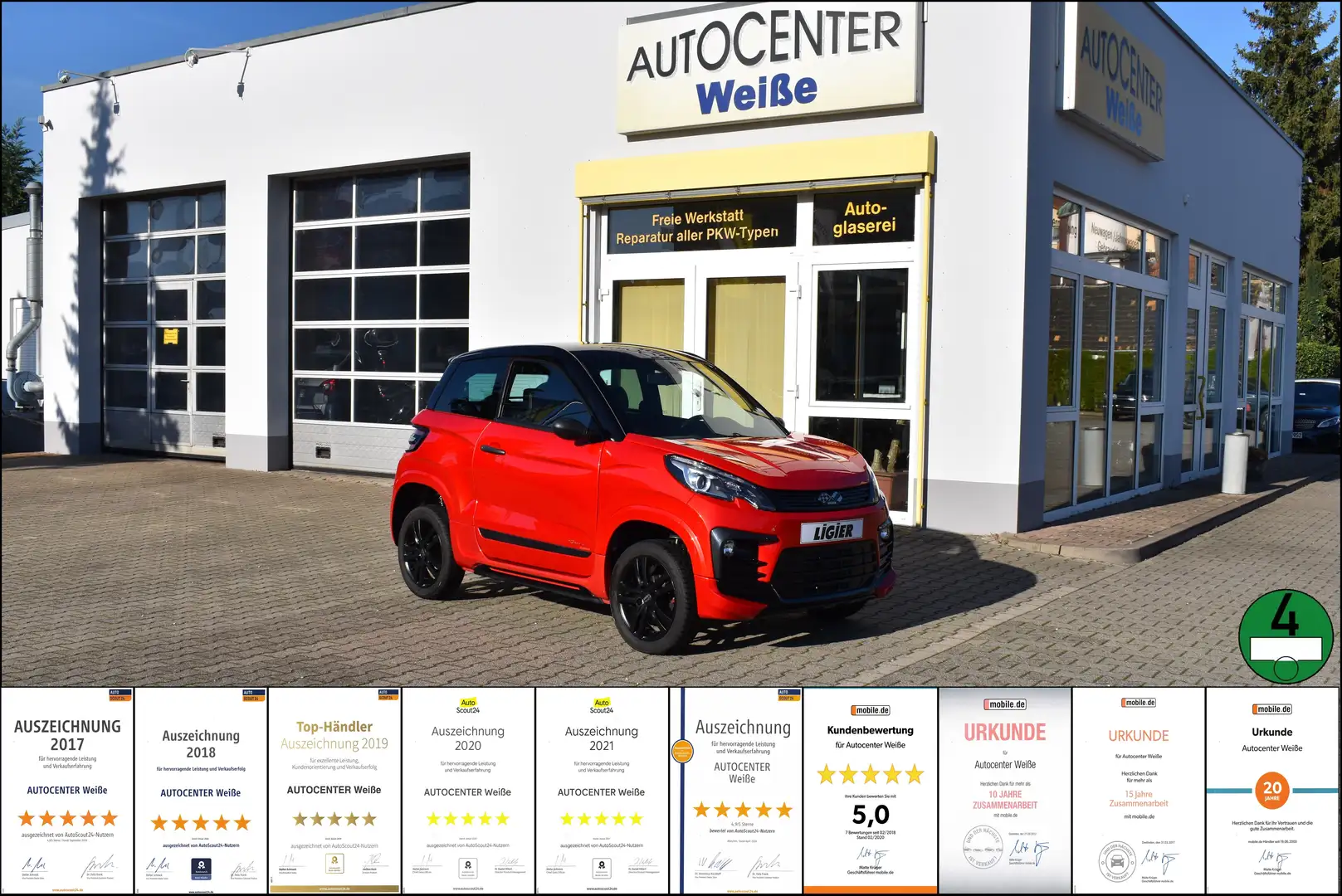 Ligier JS 60 Sport Automatik Microcar Mopedauto Rood - 1