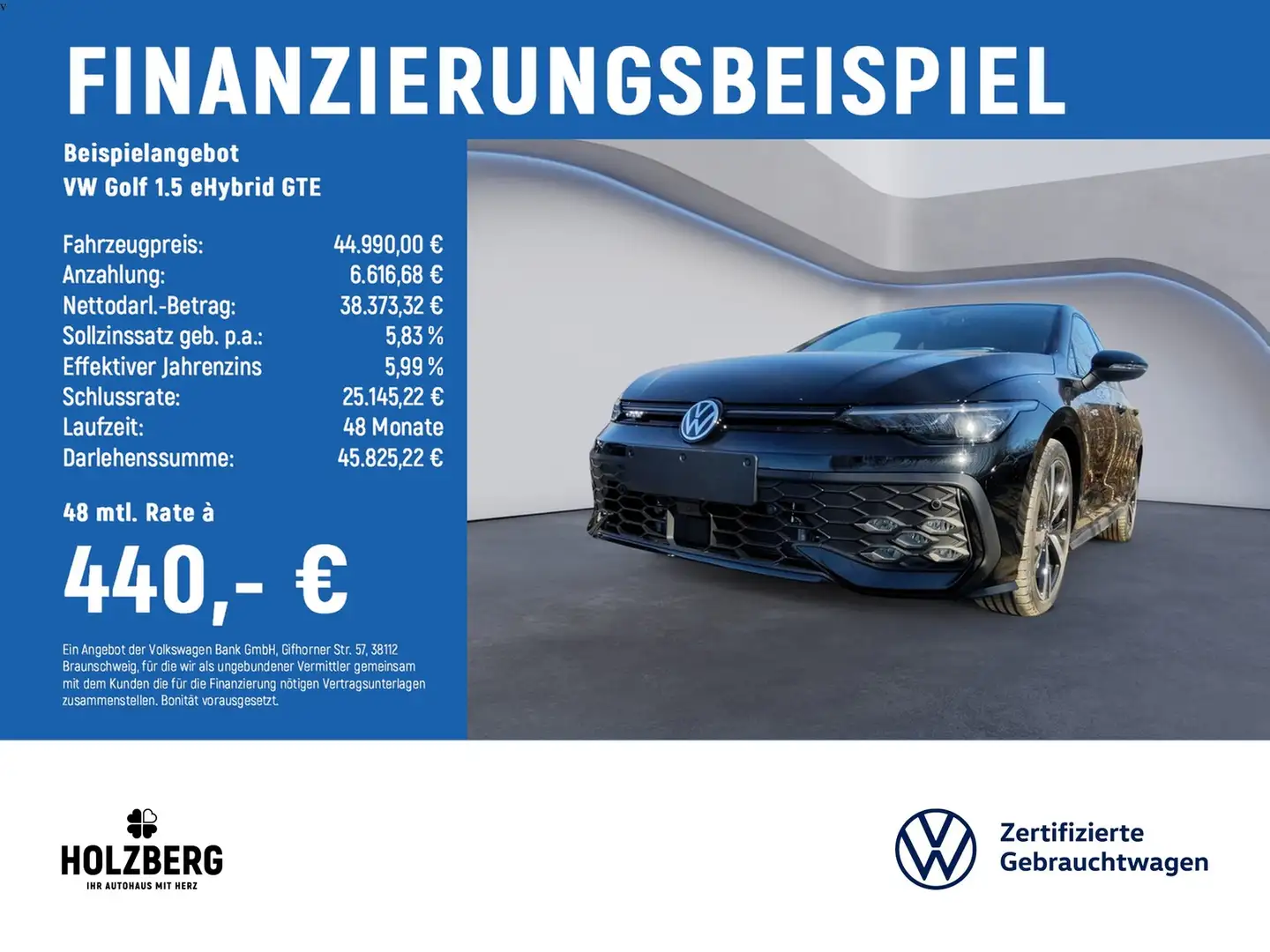 Volkswagen Golf 1.5 eHybrid GTE NAVI+PANO+RFK Schwarz - 2