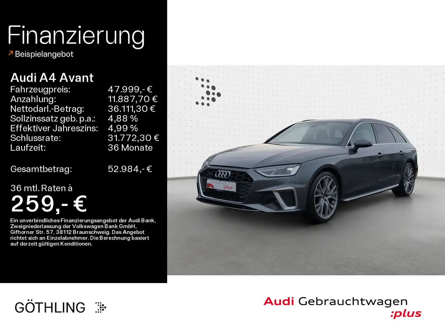 Audi A4 45 TFSI qu 2x S line S tro*HUD*Pano*Sta Grau - 1