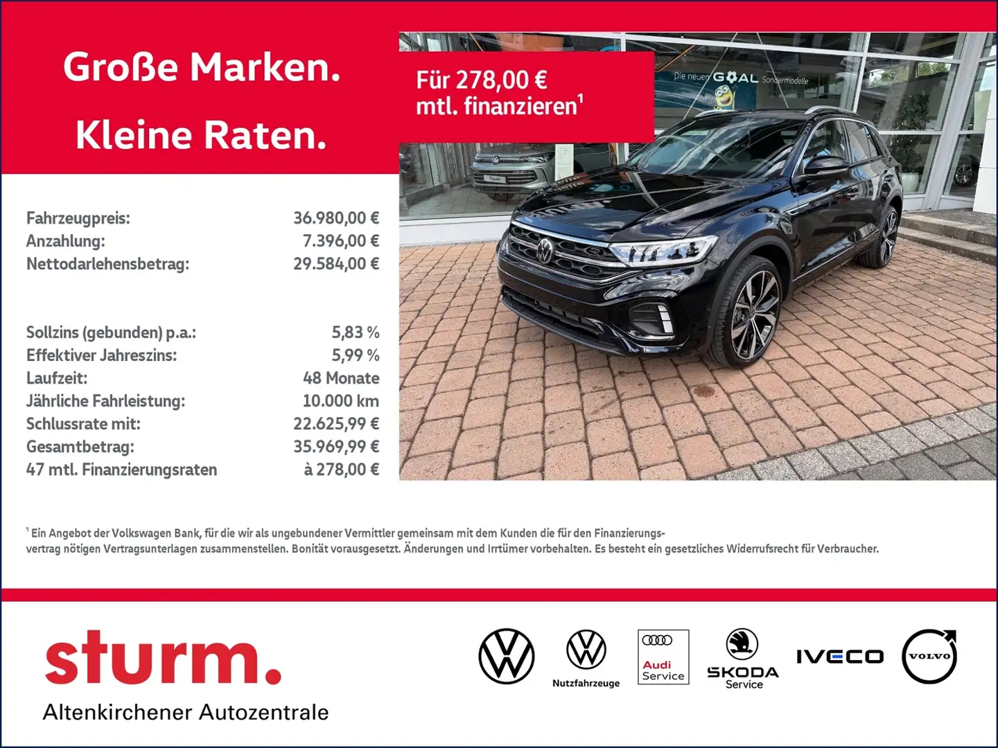 Volkswagen T-Roc R-Line 1.5 TSI DSG *AHK, IQ-Drive, Kamera* Noir - 1