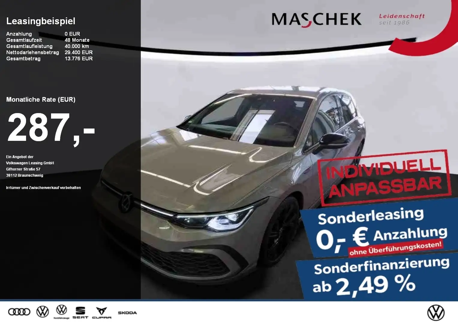 Volkswagen Golf GTI *Sonderleasing* IQLight Keyless RearView ACC Black Grau - 1