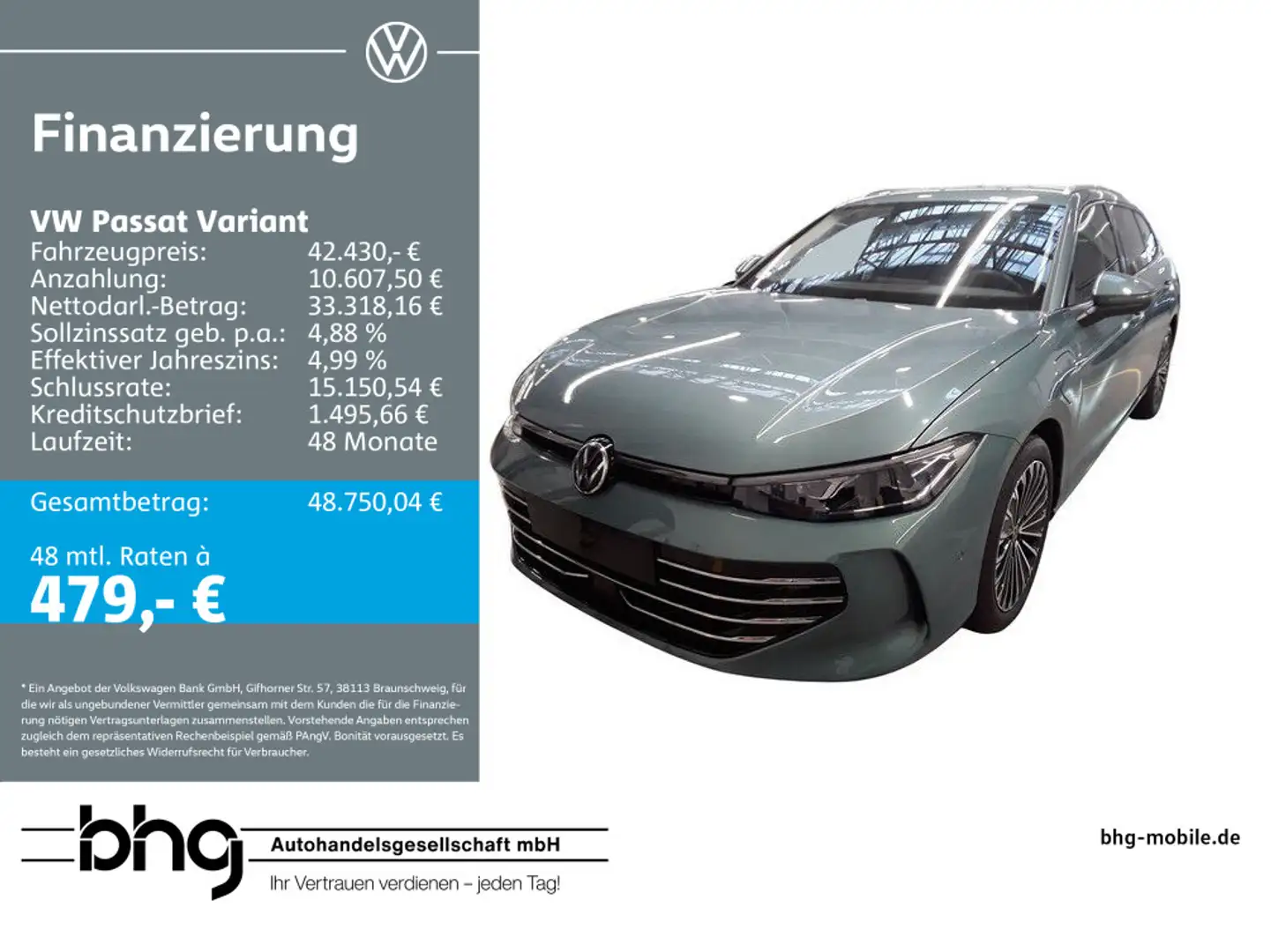 Volkswagen Passat Variant 1.5 e-Hybrid OPF DSG Elegance Mod Grün - 1