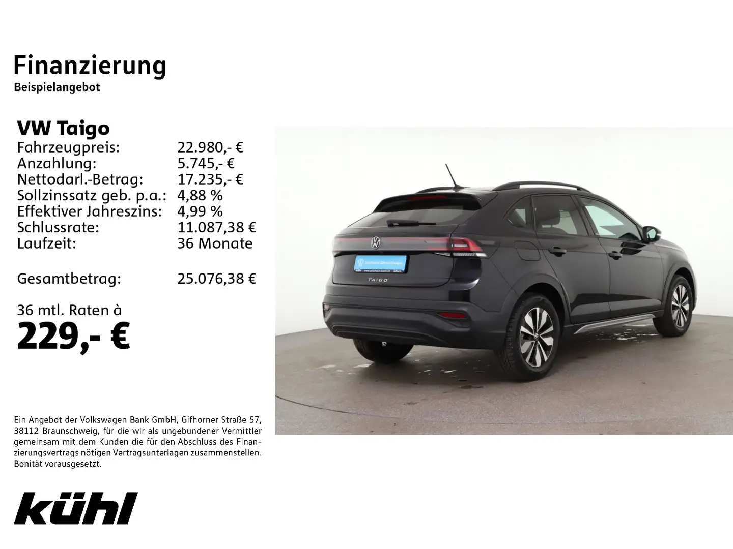 Volkswagen Taigo 1.0 TSI Move LED ACC Kamera App AHK Schwarz - 2