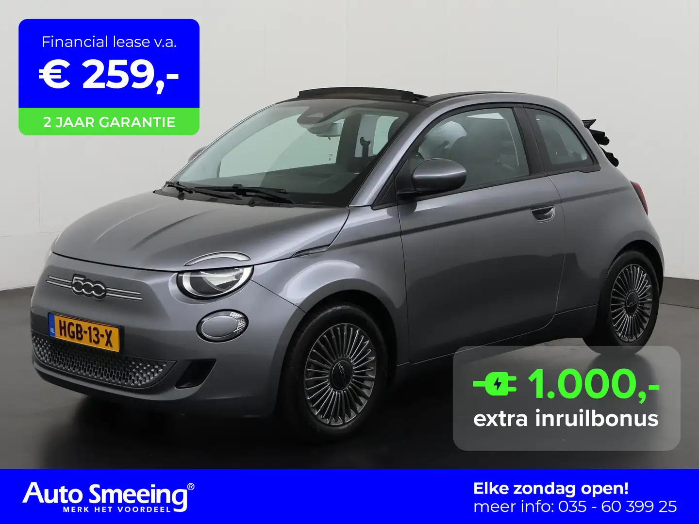 Fiat 500C Icon 42 kWh | Navigatie | Virtual Cockpit | Apple/ Grijs - 1