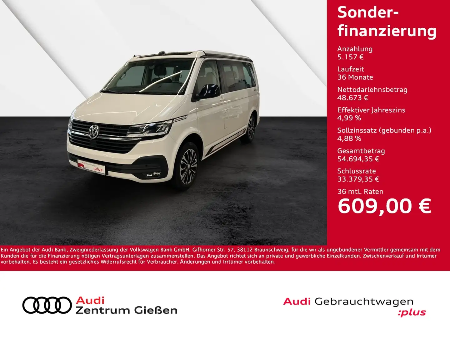 Volkswagen T6 California Beach Camper Edition 6.1 AHK Navi Kamera Markie... Biały - 1