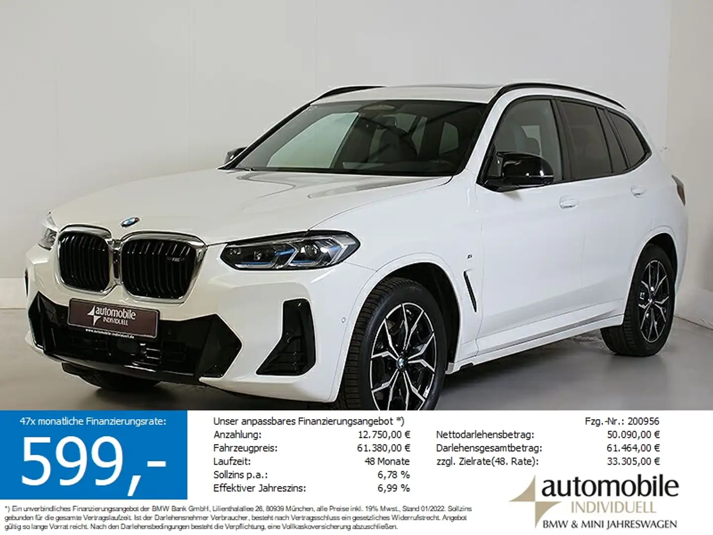 BMW X3 M 40d Laser Standheiz HuD ACC Panorama. AHK Blanco - 1