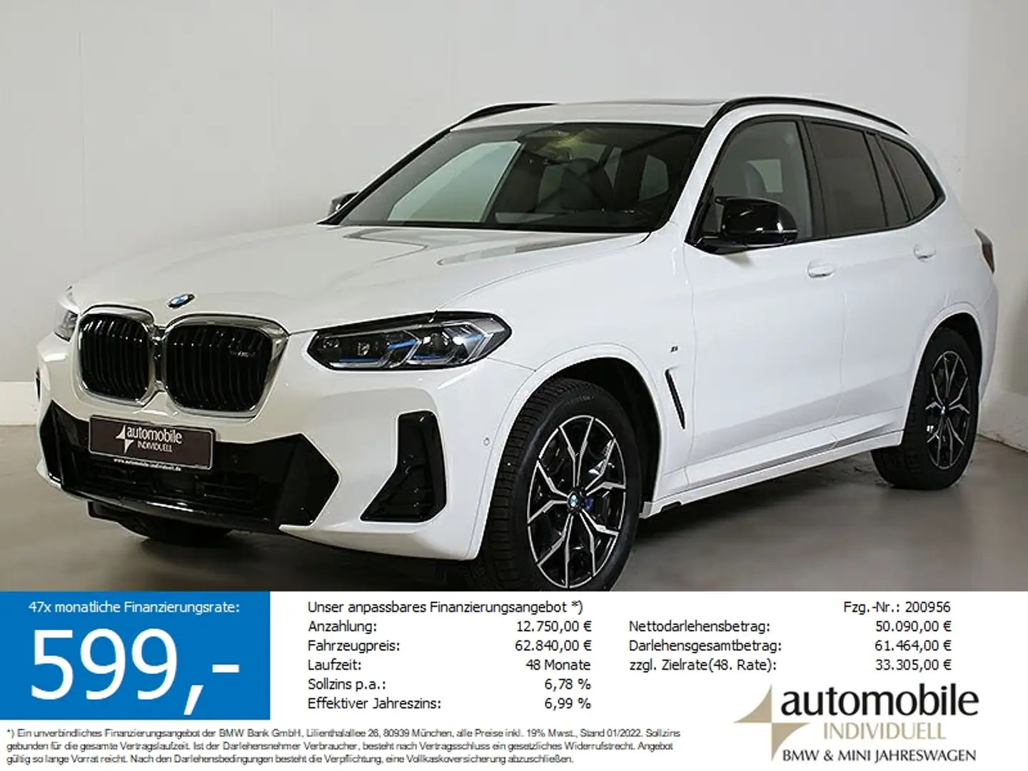 BMW X3 M 40d Laser Standheiz HuD ACC Panorama. AHK Fehér - 1