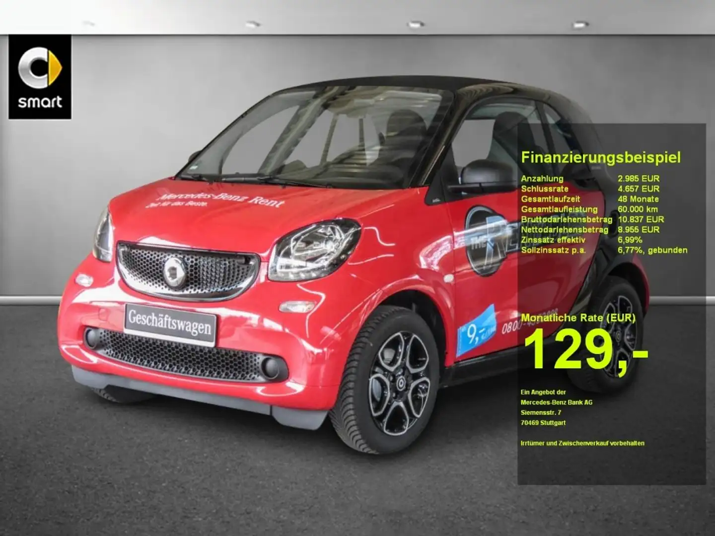 smart forTwo fortwo coupé 52kW twinamic SHZ+Klimaaut. Rot - 1