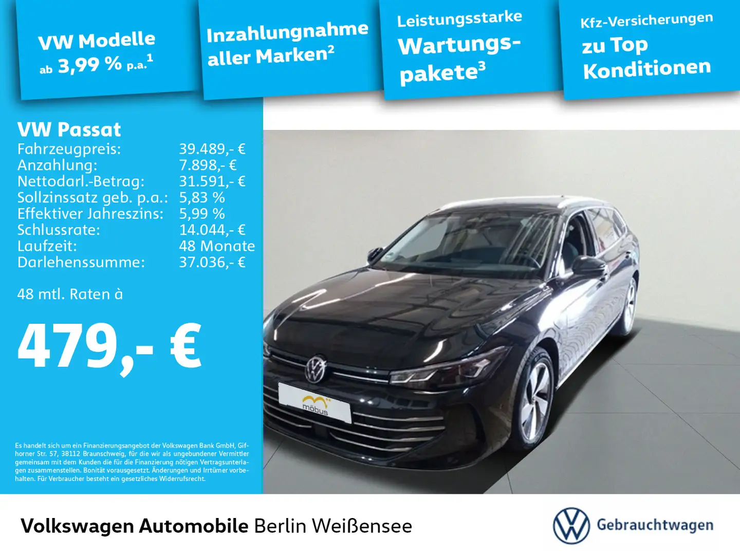 Volkswagen Passat Variant Passat 1.5 TSI eHybrid *Leasing 434€ o. Anzahlun Schwarz - 1