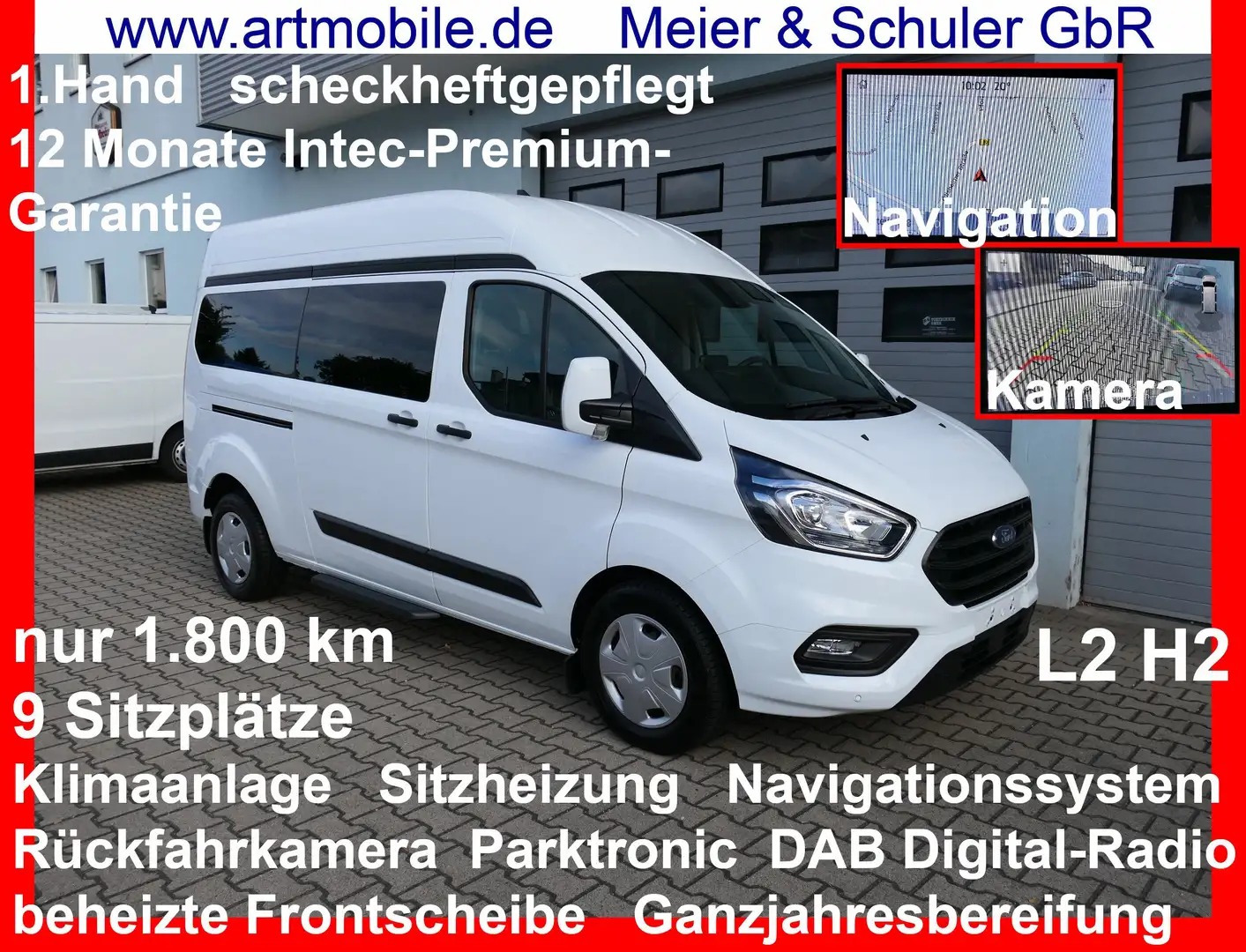 Ford Transit Custom 320 L2H2 Trend/9Sitze/Klima/Kamera/Sitzh./Garantie Weiß - 1