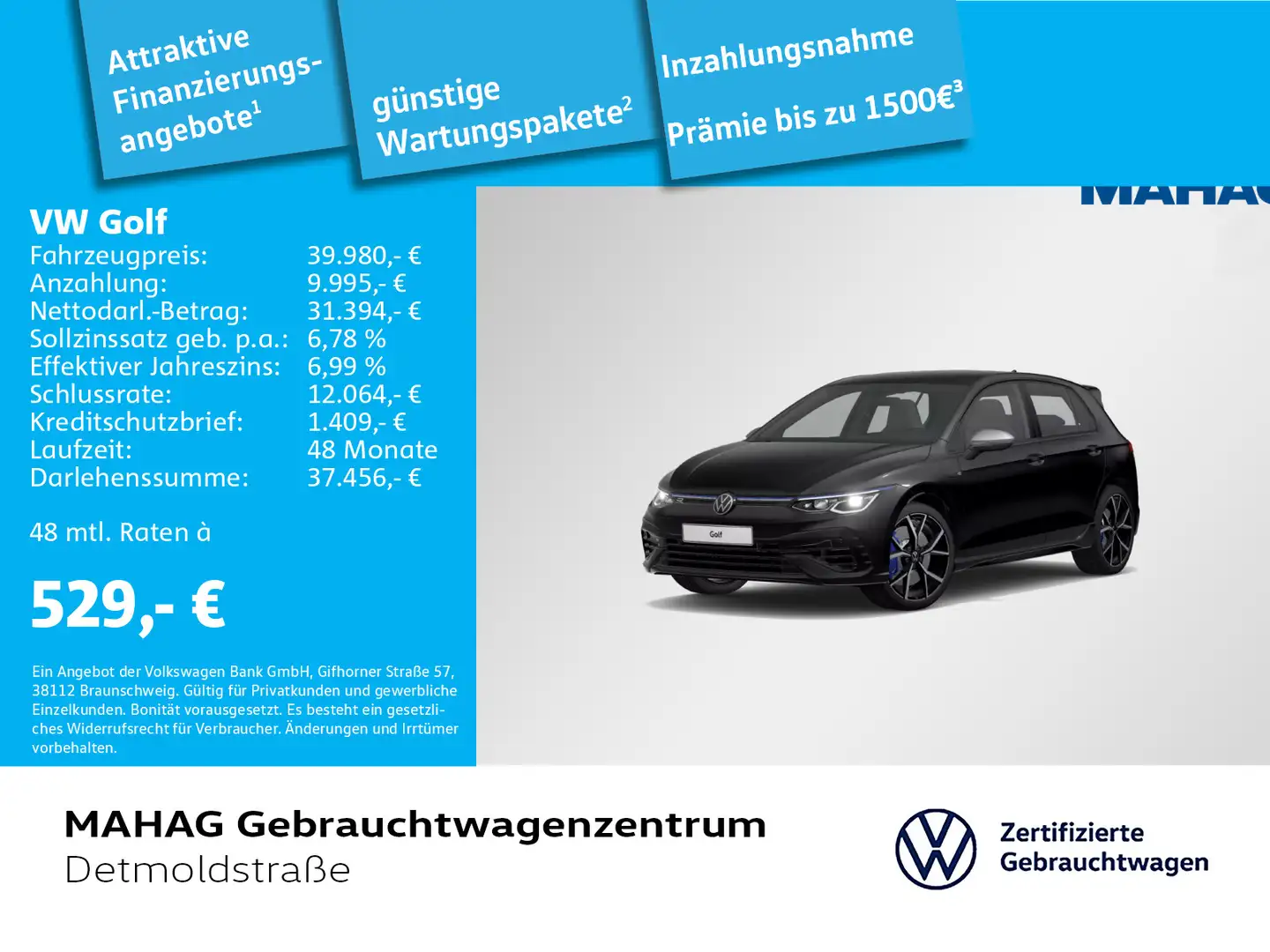 Volkswagen Golf VIII R 2.0 TSI 4 Mot LED+Navi ParkPilot App Schwarz - 1