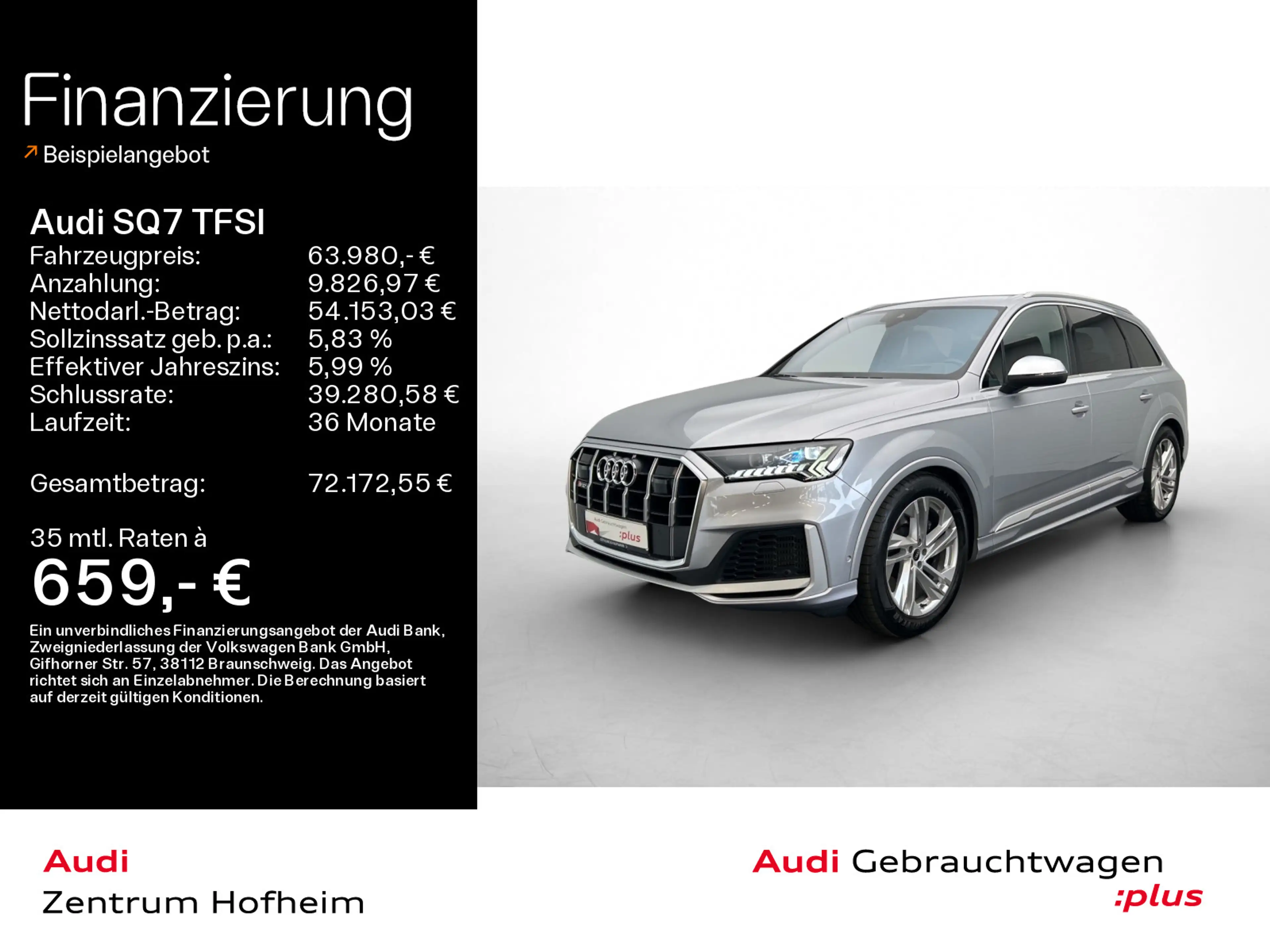 Audi SQ7 TFSI *AHK*B&O*Sitzbel.*HUD*Memory*Navi*Luft*