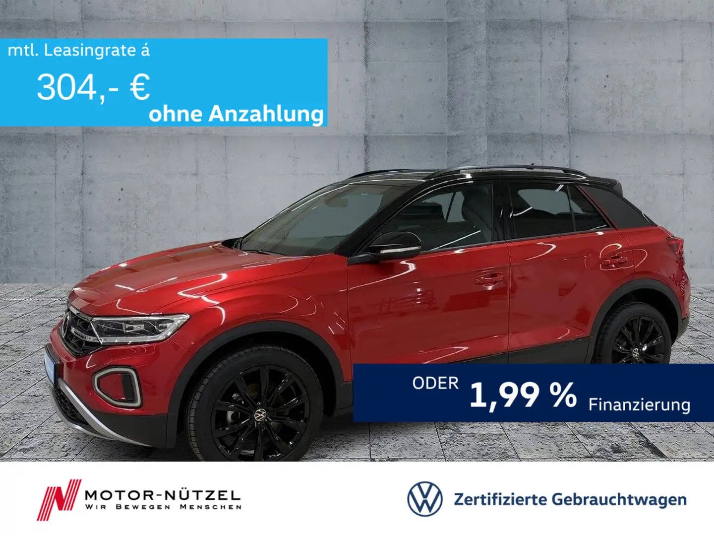 Volkswagen T-Roc 2.0 TDI BLACK STYLE 5JG+LEDplus+NAV+AHK+18 Rot - 1
