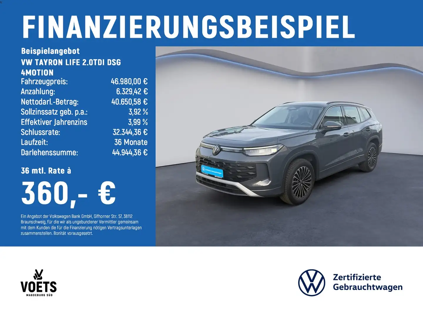 Volkswagen Tayron LIFE 2.0TDI DSG 4MOTION IQ-LIGHT+AHK+AREA Grau - 2