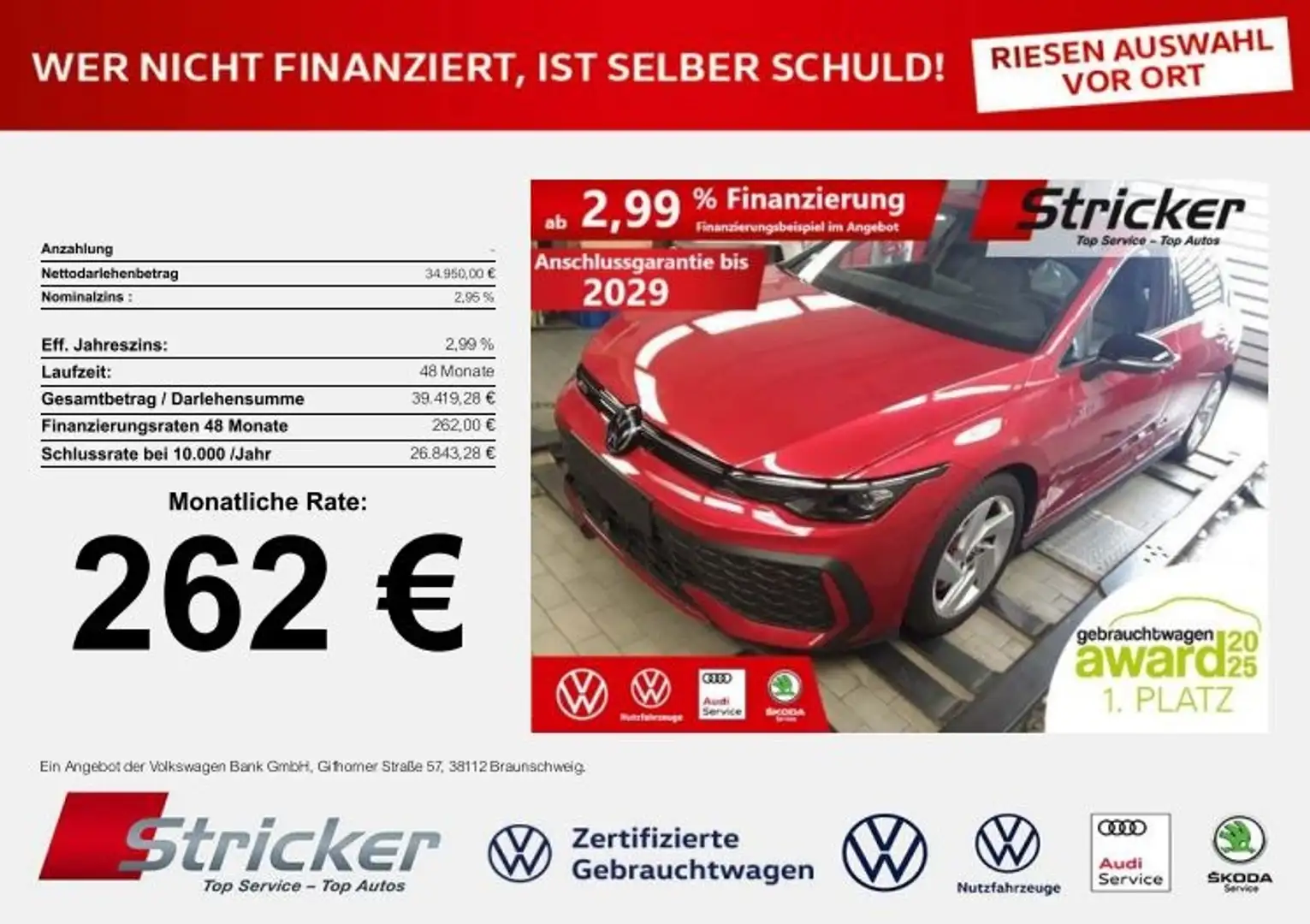 Volkswagen Golf GTI Black Style 2.0TSI DSG 262,-ohne Anzahlung IQ Rot - 1