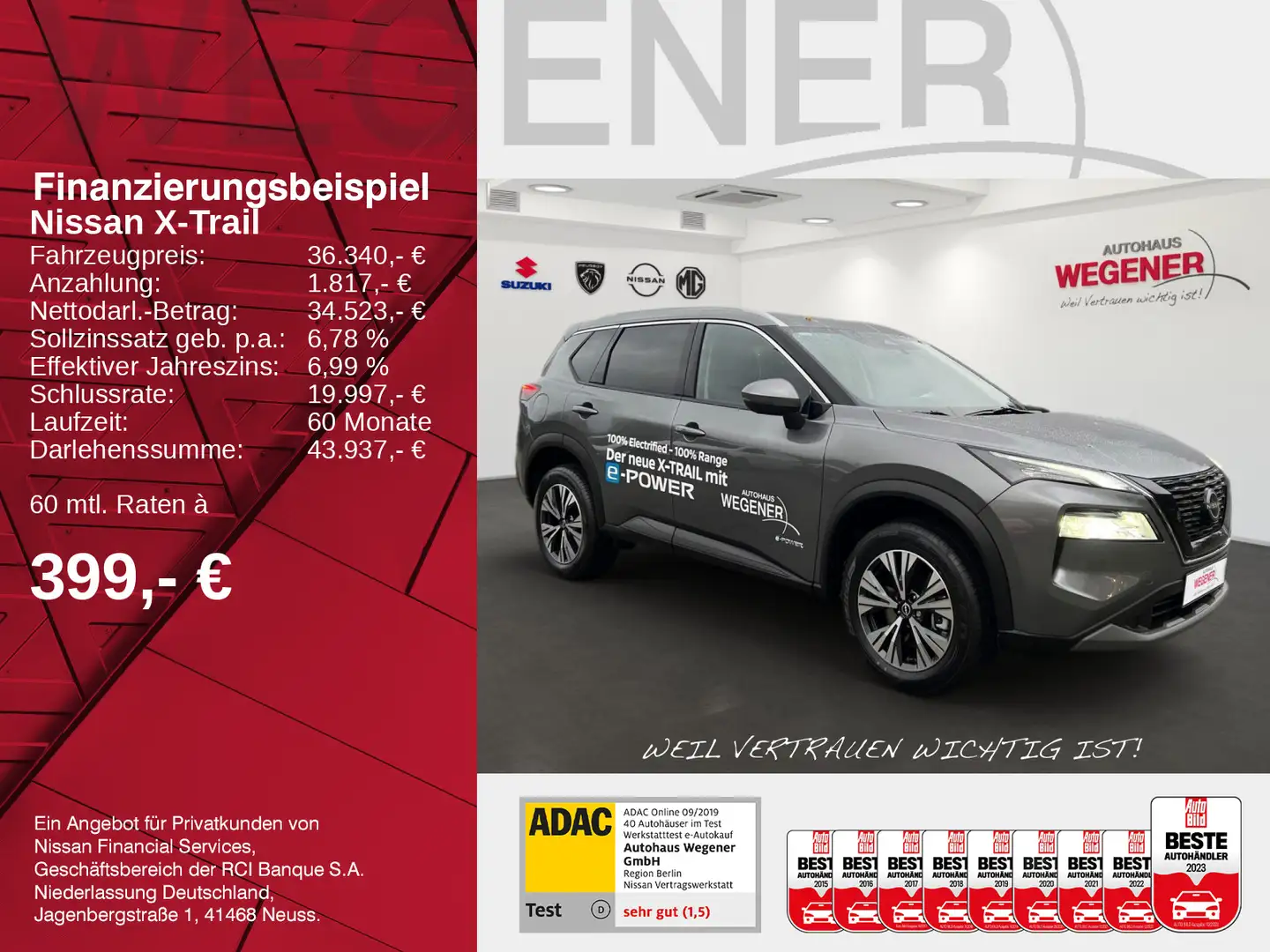 Nissan X-Trail X-TRAIL 1.5 VC-T e-4ORCE 213PS 4x4 N-CONNECTA Pa Grigio - 2
