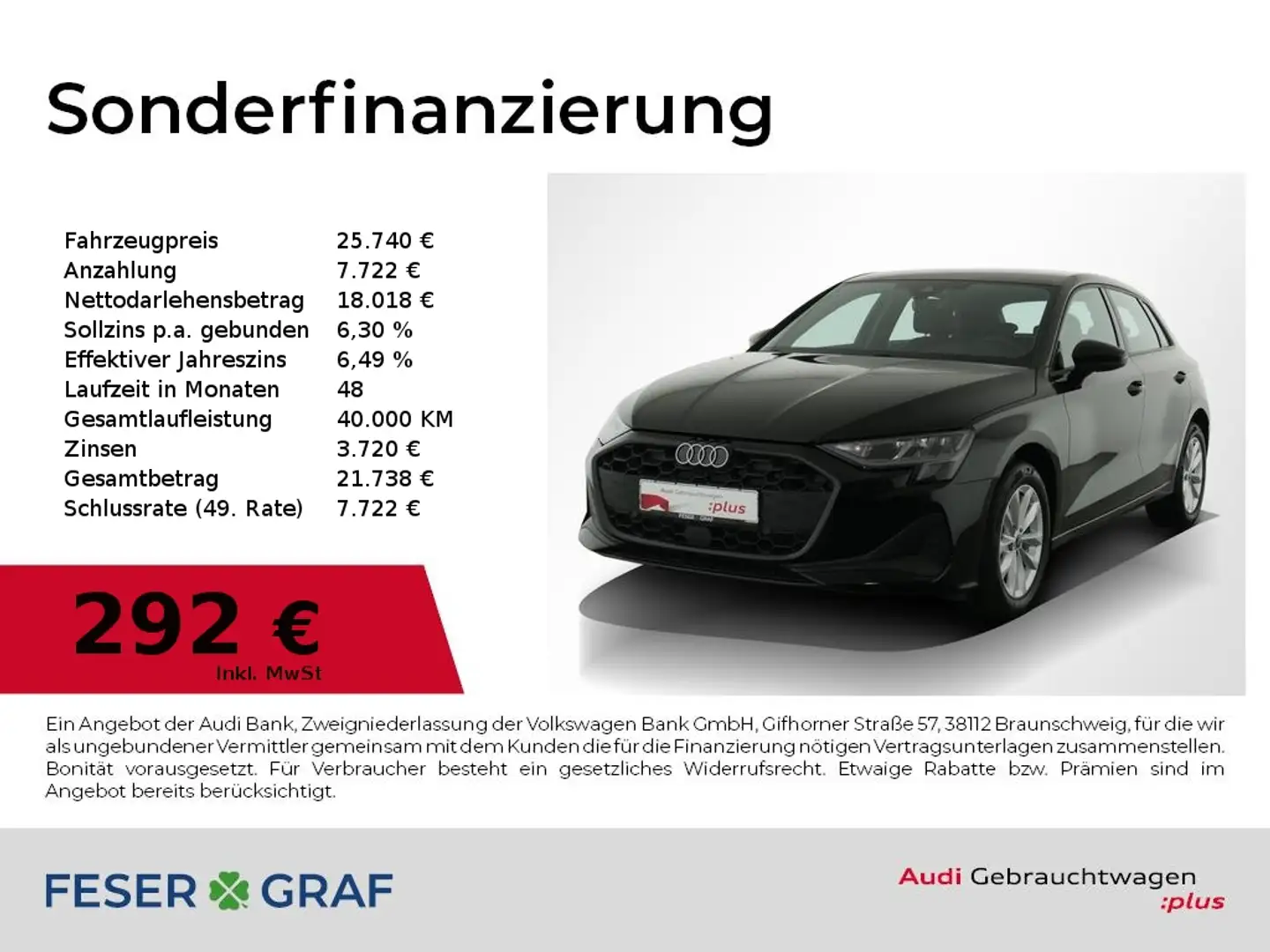 Audi A3 30 TFSI S tronic SmartphoneI,PDC,Sitzhzg Schwarz - 1