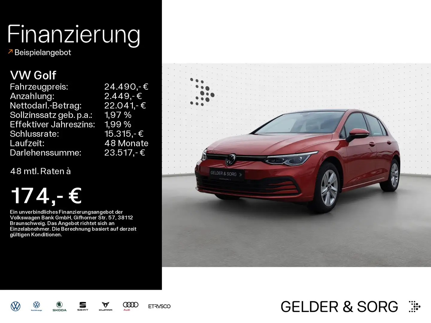 Volkswagen Golf Life 1.0 TSI Matrix*Navi*ACC*Digital*Pano Rot - 1
