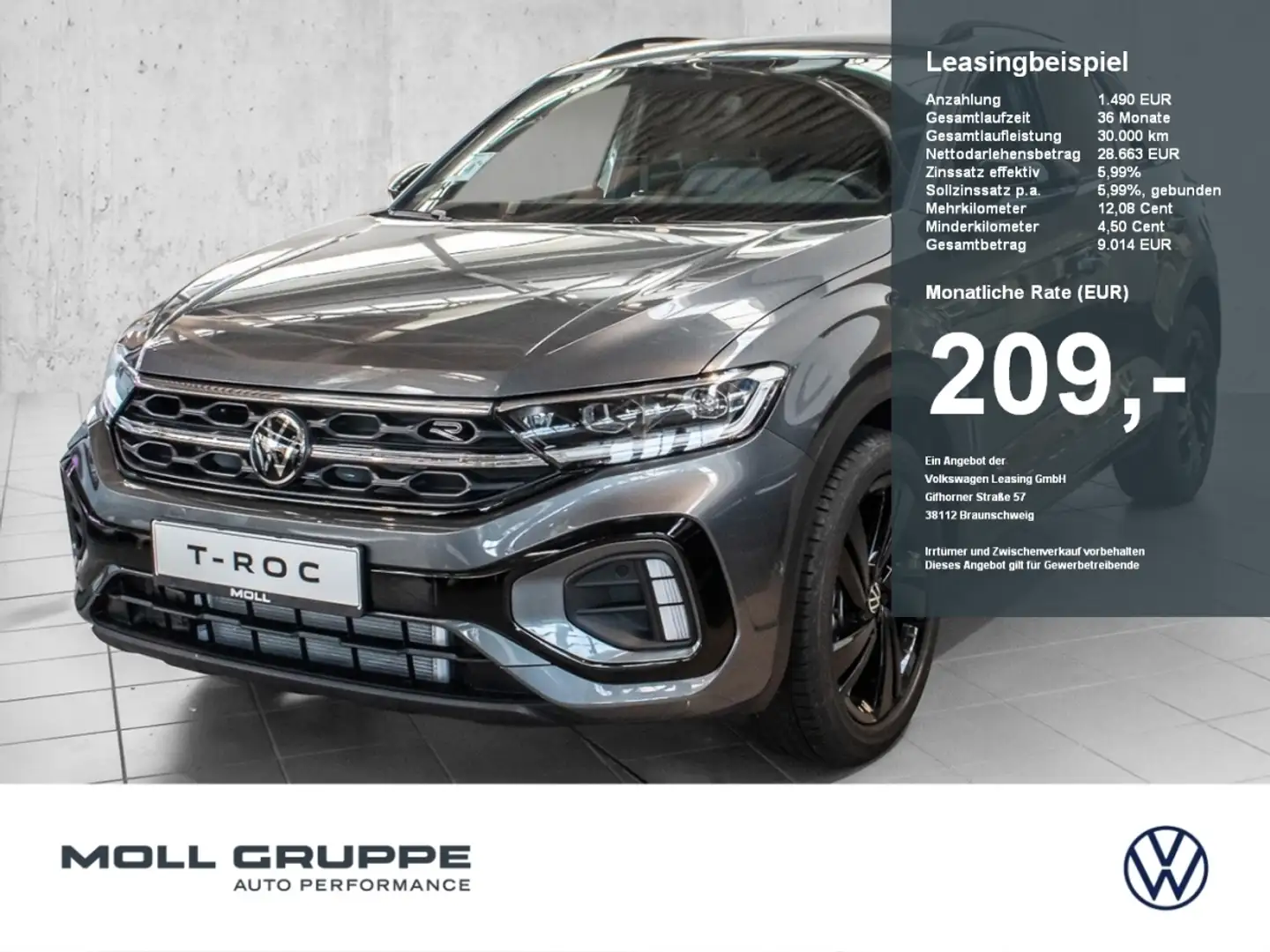 Volkswagen T-Roc R-Line 1.5 l TSI OPF DSG NAVI LED ACC KAM Grau - 1