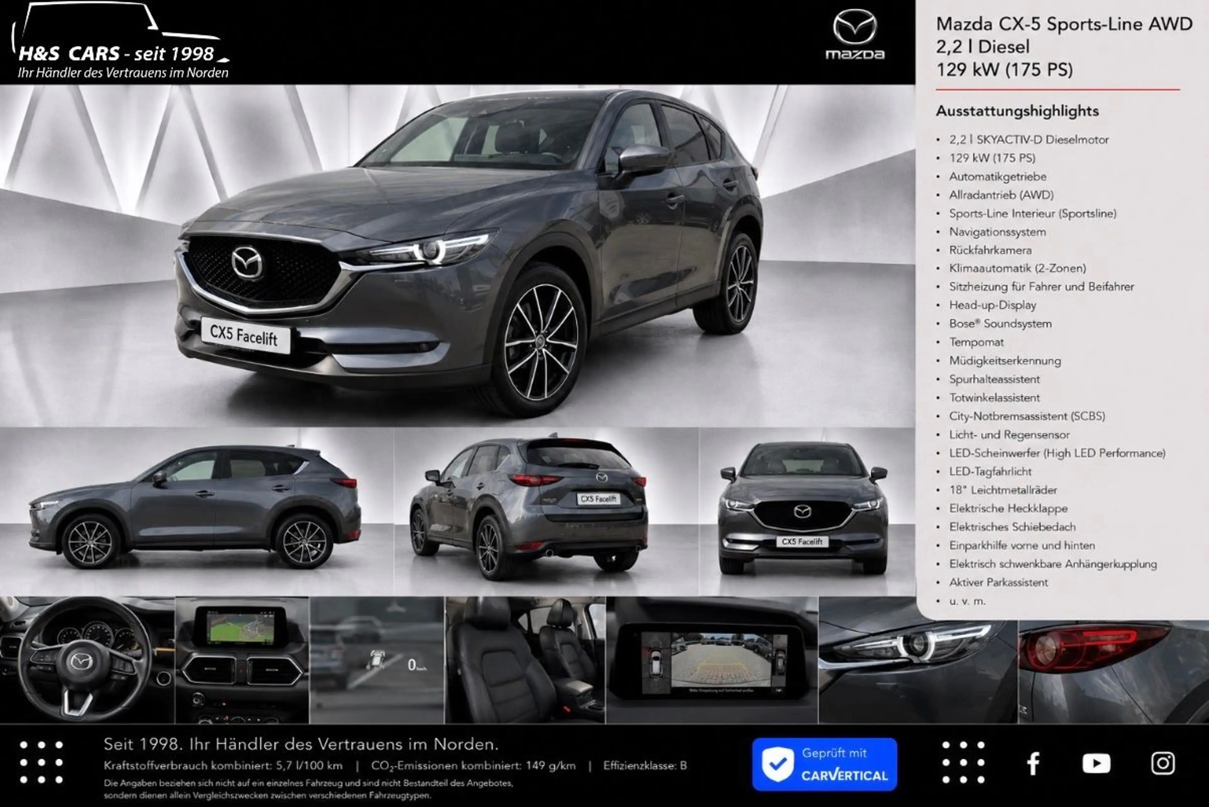 Mazda CX-5 2.2 AWD VOLL BOSE LED NAV MEM TOTW SHBD KAM