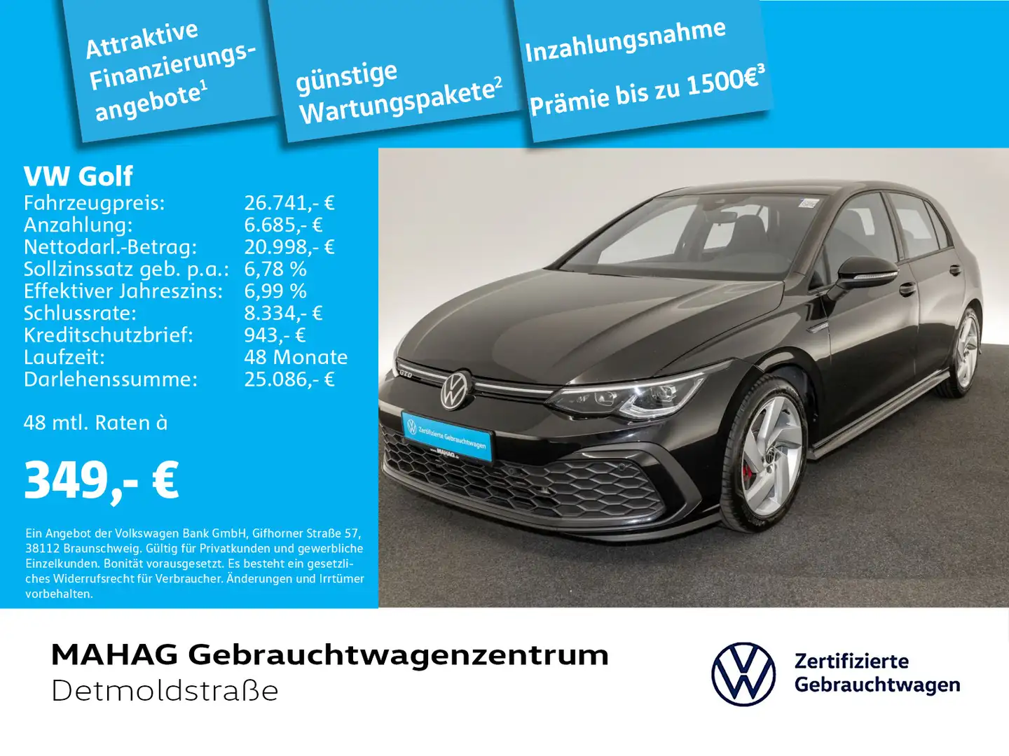Volkswagen Golf VIII GTD 2.0 TDI BlackStyle Navi LEDPlus Ap Zwart - 1