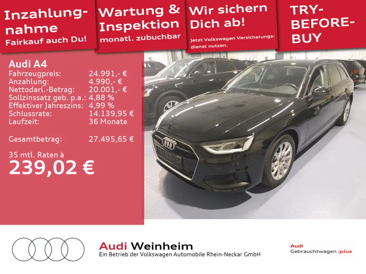 Audi A4 35 2.0 TFSI Avant basis (EURO 6d) Schwarz - 1
