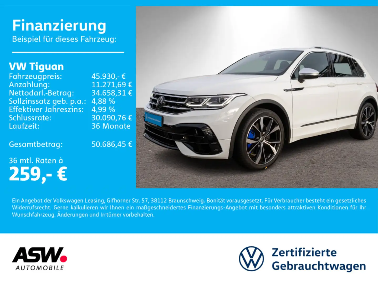 Volkswagen Tiguan R 2.0 TSI 4MOTION DSG Matrix NAVI ACC RFK Weiß - 1