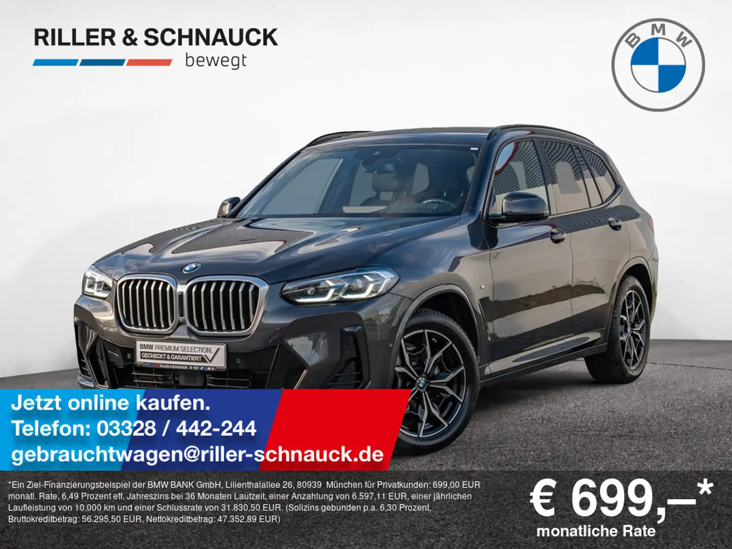 BMW X3 xDrive 30i M-Sport LASER+PANO+AHK+HUD Grau - 1