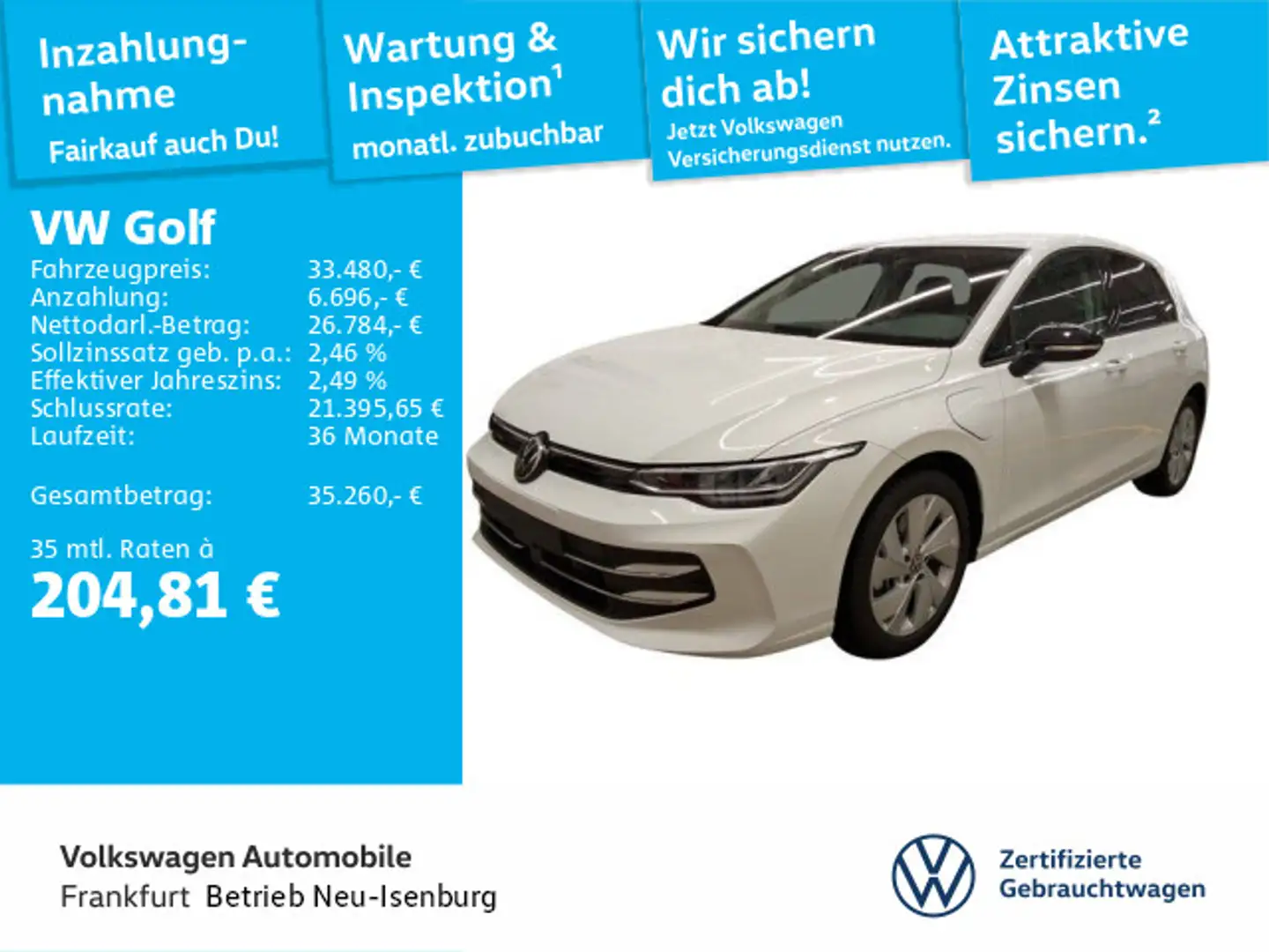 Volkswagen Golf VIII 1.5 TSI DSG eHybrid Goal AHK FrontAssi Weiß - 1