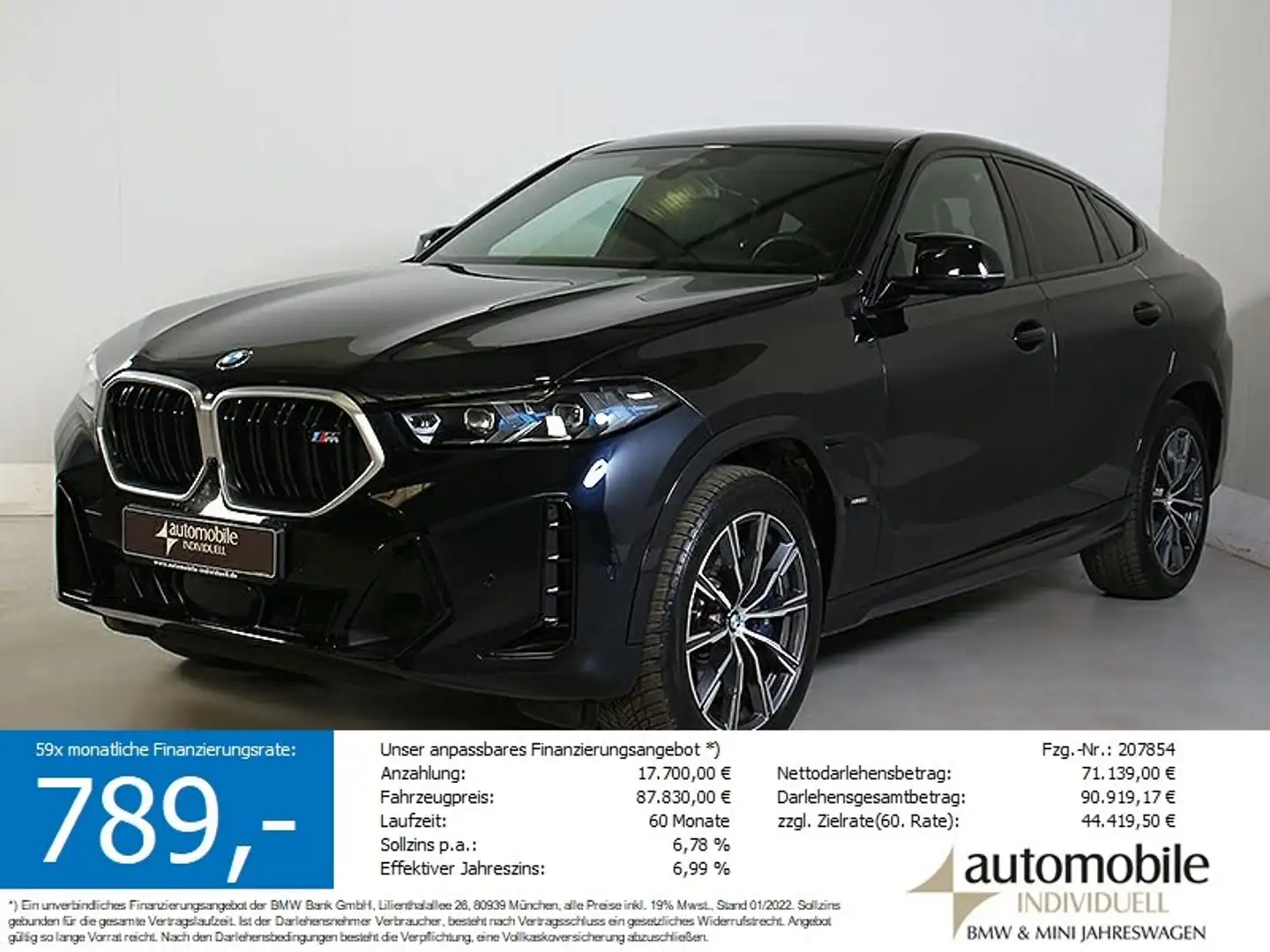 BMW X6 M 60i xDr NP 147270.-! AHK Panorama Standh B&W Schwarz - 1