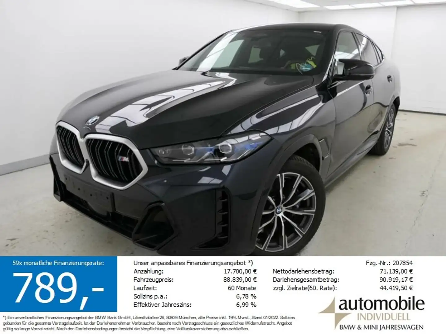 BMW X6 M 60i xDr NP 147270.-! AHK Panorama Standh B&W Чорний - 1