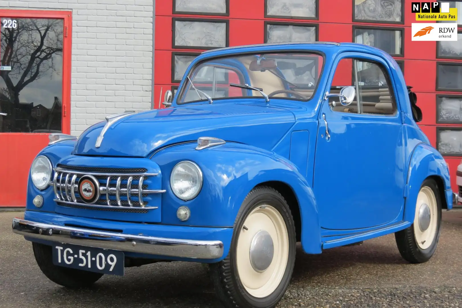 Fiat 500C TOPOLINO Cabrio, Origineel Nederlandse Auto. BJ 19 Azul - 1