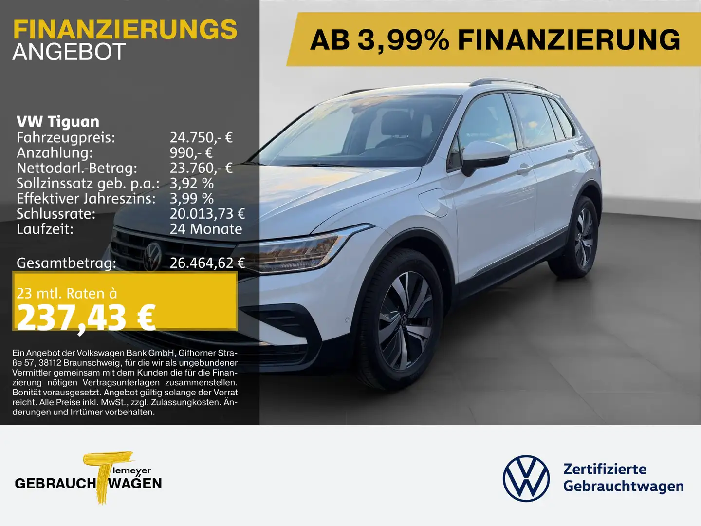 Volkswagen Tiguan eHybrid LM18 LEDER AHK SIDE-ASSIST eSITZE Weiß - 1