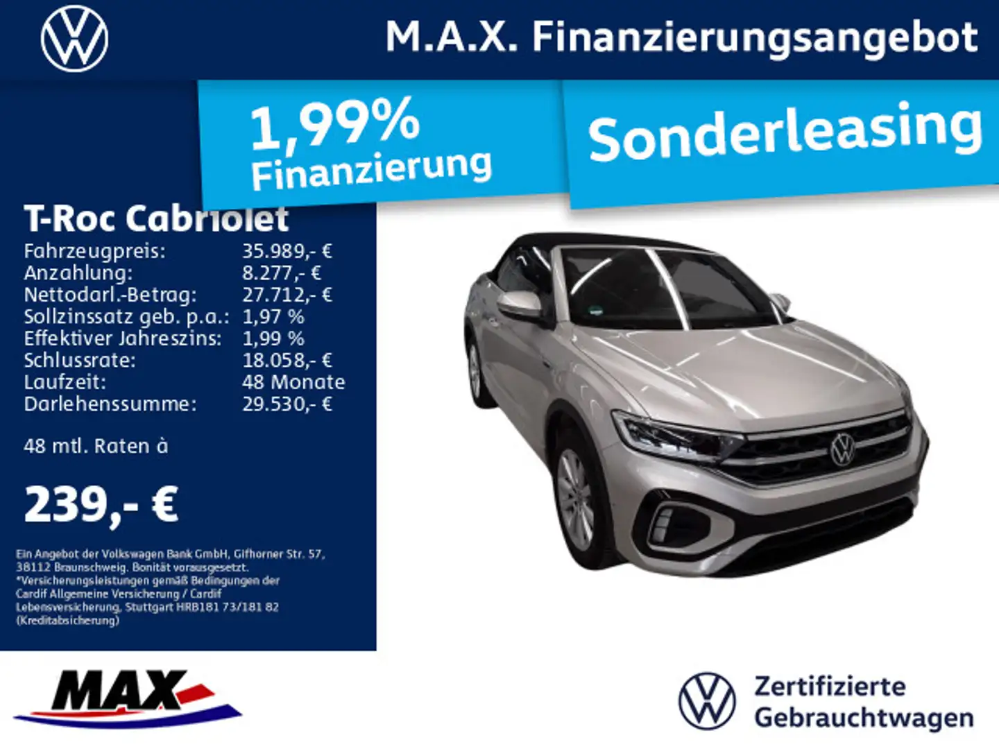 Volkswagen T-Roc 1.5 TSI DSG R-LINE STHZG+AHK+KAM Silber - 1