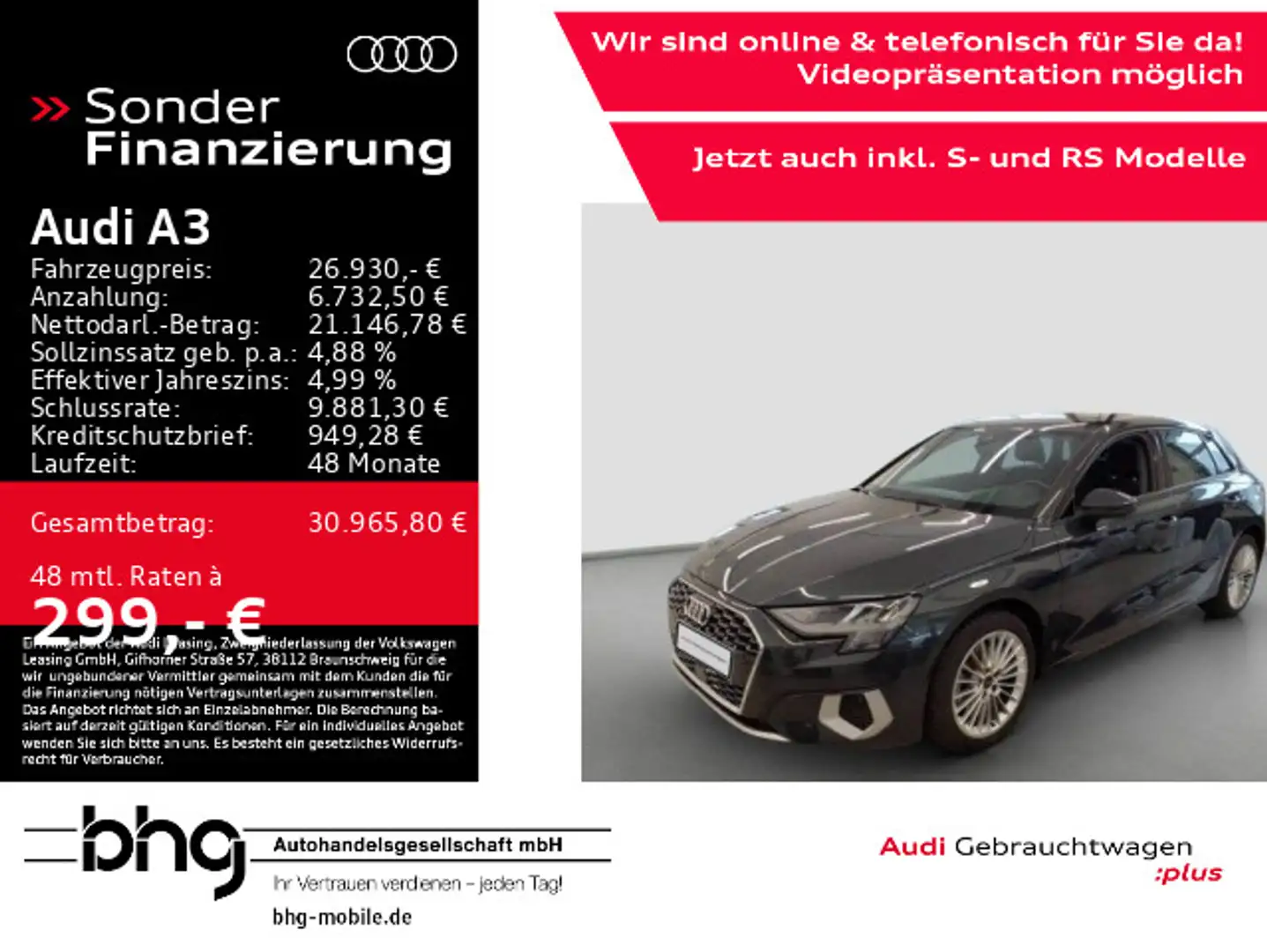 Audi A3 35 TFSI Sportback advanced Sitzheizung Klima Grau - 1